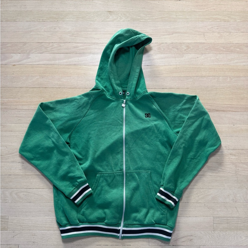 DC Shoes green zip-up hoodie with embroidered logo size Large